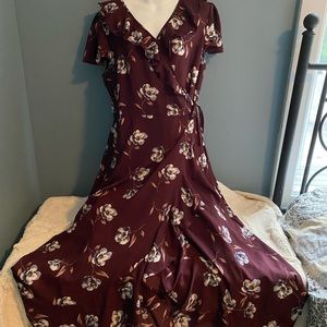 Maroon Hi-Lo Wrap Dress